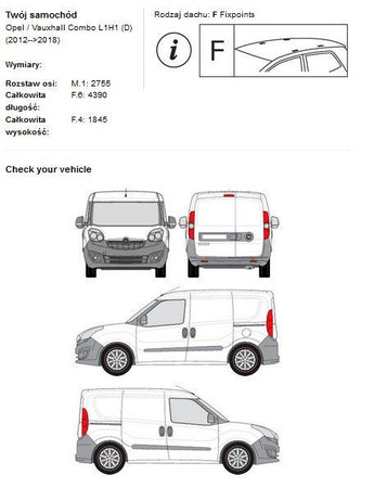 Portapacchi dedicato per Opel Combo 2012 ->