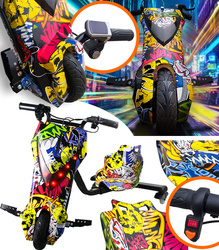 VEICOLO GO-KART A TRE RUOTE, SCOOTER ELETTRICO, SKATEBOARD, SCOOTER DA DRIFT, DISPLAY LED REGOLABILE, CLACSON, BLUETOOTH PER BAMBINI E RAGAZZI